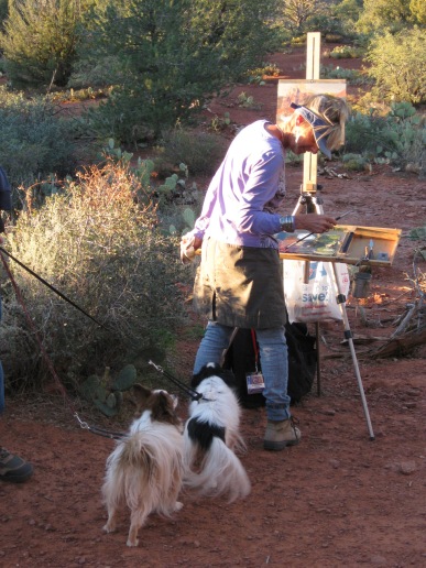 Two Dogs with Plein Air Artist